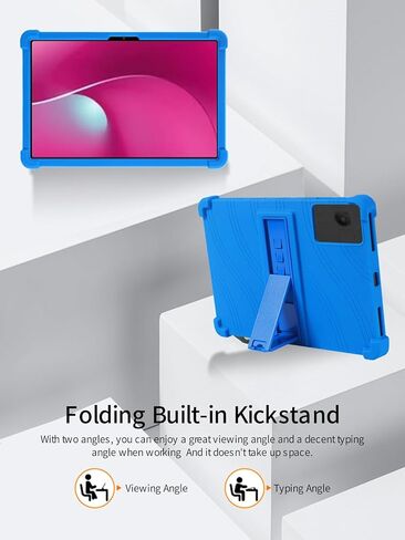 حافظة تابلت T-Mobile REVVL Tab 2 5G 10.1 بوصة، حامل BOVUGAC من السيليكون الناعم القابل للتعديل مضاد للصدمات مناسب للأطفال لجهاز T-Mobile REVVL Tab 2 2025 10.1 بوصة (أزرق) in Kuwait