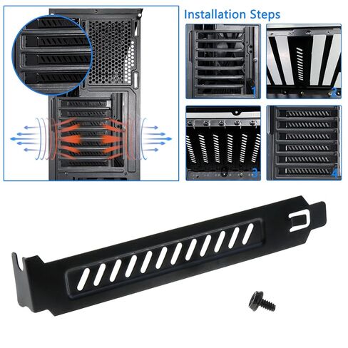 10-Piece Black PCI Slot Covers, Dust Filter Brackets for Computer Case Expansion Blank Plates in Saudi Arabia