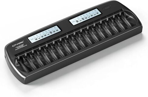 شاحن بطارية 16 Bay AA AAA، شاحن بطارية NiMH بشاشة LCD ذكية لبطاريات 1.2V AA/AAA NiMH/NiCd القابلة لإعادة الشحن مع وظيفة التفريغ وحماية IC مدمجة in Kuwait
