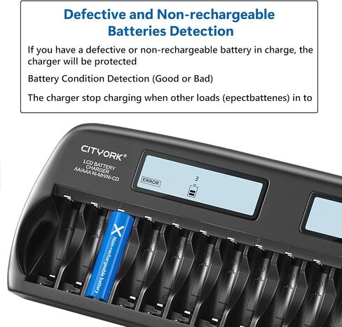 شاحن بطارية 16 Bay AA AAA، شاحن بطارية NiMH بشاشة LCD ذكية لبطاريات 1.2V AA/AAA NiMH/NiCd القابلة لإعادة الشحن مع وظيفة التفريغ وحماية IC مدمجة in Kuwait
