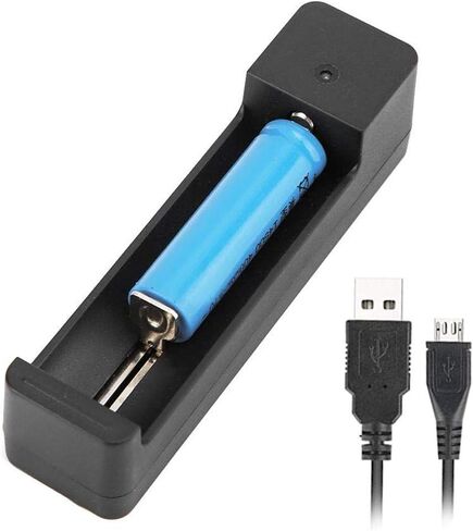 V BESTLIFE Battery Charger, Black PC Universal Single Slot USB Battery Charger Adapter LED Intelligent Charging for Li ion Cell 26650 14500 etc in Saudi Arabia