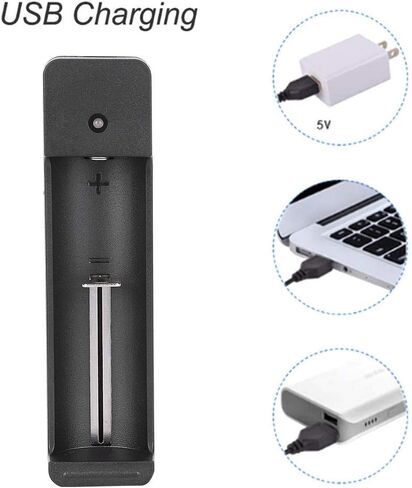V BESTLIFE Battery Charger, Black PC Universal Single Slot USB Battery Charger Adapter LED Intelligent Charging for Li ion Cell 26650 14500 etc in Saudi Arabia