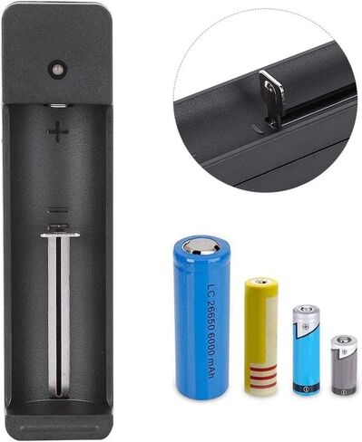 V BESTLIFE Battery Charger, Black PC Universal Single Slot USB Battery Charger Adapter LED Intelligent Charging for Li ion Cell 26650 14500 etc in Saudi Arabia