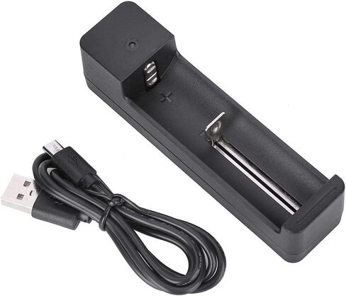 V BESTLIFE Battery Charger, Black PC Universal Single Slot USB Battery Charger Adapter LED Intelligent Charging for Li ion Cell 26650 14500 etc in Saudi Arabia
