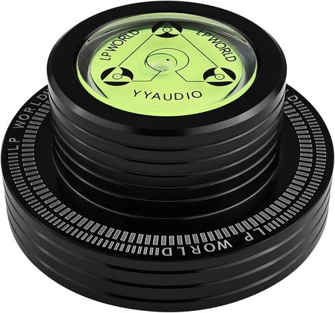 Turntable Weight & Vinyl Record Stabilizer - Aluminum Alloy with Built-in Level & Speed Test, Non-Slip Base for Noise and Vibration Reduction, Perfect for Vinyl Enthusiasts - Black in Saudi Arabia