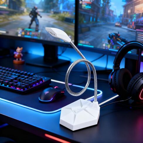 3.5 mm Jack Computer Microphone, Plug &Play Desktop Omnidirectional Condenser PC Laptop Mic, Ideal for Recording, Gaming, Streaming, Podcast Microphone, White in Saudi Arabia