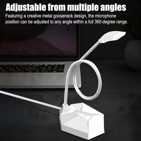 3.5 mm Jack Computer Microphone, Plug &Play Desktop Omnidirectional Condenser PC Laptop Mic, Ideal for Recording, Gaming, Streaming, Podcast Microphone, White in Saudi Arabia