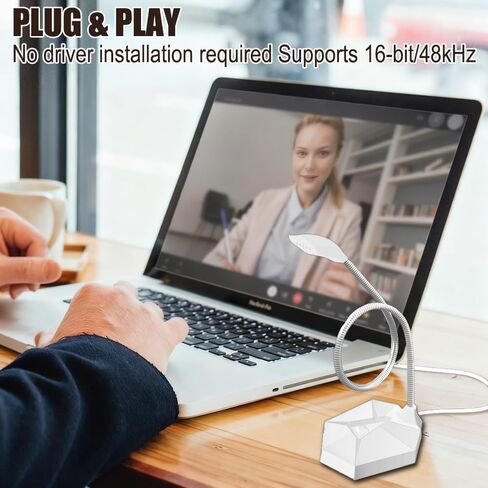 3.5 mm Jack Computer Microphone, Plug &Play Desktop Omnidirectional Condenser PC Laptop Mic, Ideal for Recording, Gaming, Streaming, Podcast Microphone, White in Saudi Arabia