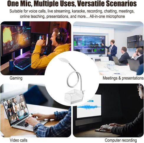 3.5 mm Jack Computer Microphone, Plug &Play Desktop Omnidirectional Condenser PC Laptop Mic, Ideal for Recording, Gaming, Streaming, Podcast Microphone, White in Saudi Arabia