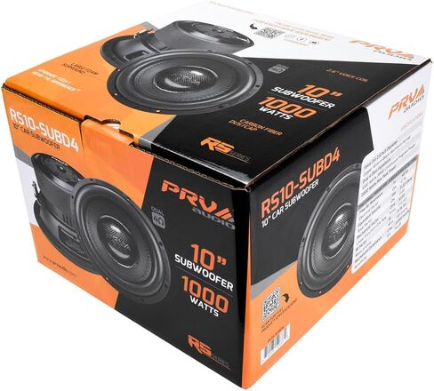 PRV AUDIO 10" Sub D4 2000 Watts Max Power Dual 4 Ohm, 17.5 mm Xmax, RS10-SUBD4, 2.6 in Voice Coil, 10 Inch Car Subwoofer Deep Low Tones for Car, Truck Audio Systems (Single) in Saudi Arabia