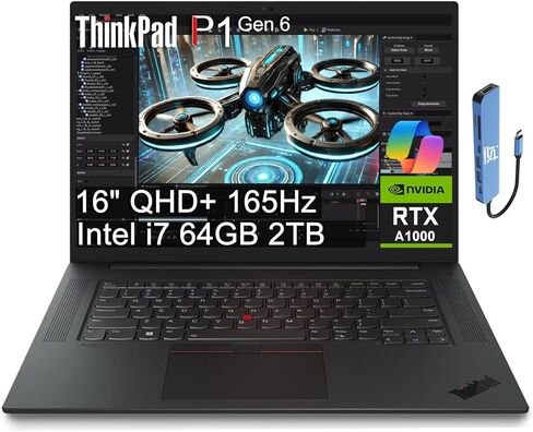 Lenovo ThinkPad P1 Mobile Workstation Laptop (16" 2K 165Hz, Intel 14-Core i7-13800H, 64GB DDR5, 4TB SSD, NVIDIA RTX A1000 6GB) 2 x Thunderbolt 4, Fingerprint, Backlit, IR Webcam, IST Hub, Win 11 Pro in Saudi Arabia