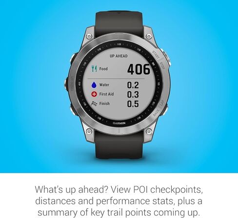 Garmin 010-02540-00 fenix 7، ساعة ذكية للمغامرات، ساعة خارجية متينة مع نظام تحديد المواقع العالمي (GPS)، شاشة تعمل باللمس، ميزات الصحة والعافية، فضي مع شريط الجرافيت (تم تجديد Premium) in Kuwait