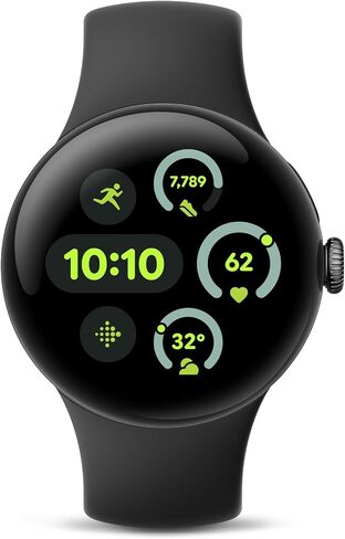 Google Pixel Watch 3 (41 ملم) أحدث طراز - ساعة ذكية تعمل بنظام Android، بطارية تدوم 24 ساعة - هيكل من الألومنيوم باللون الأسود غير اللامع - سوار Obsidian - Wi-Fi (متجدد) in Kuwait