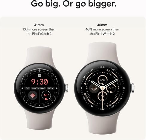 Google Pixel Watch 3 (41 ملم) أحدث طراز - ساعة ذكية تعمل بنظام Android، بطارية تدوم 24 ساعة - هيكل من الألومنيوم باللون الأسود غير اللامع - سوار Obsidian - Wi-Fi (متجدد) in Kuwait