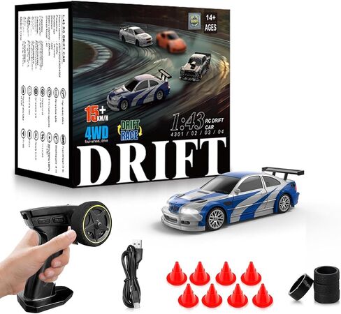 سيارة RC Drift Car ، 1/43 Mini RC Drift Car مع جيروسكوب ، 2.4 جيجا هرتز سيارة التحكم عن بُعد بالكامل ، سيارة سباق عالية السرعة ذات 4WD مع الأضواء ، إطارات السباق ، RC Model Cars هدية للبالغين ، الأطفال ، الأولاد ، الفتيات in Saudi Arabia