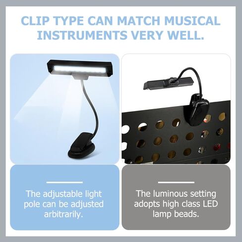 Toyvian Music Stand Lamp Clip-on LED USB Rechargeable Eye Protection Light with 10 LEDs for Piano, Guitar, and Sheet Music Reading in Bedroom and Study in Saudi Arabia