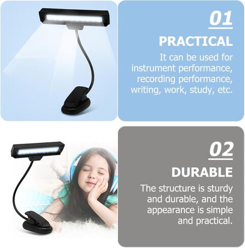 Toyvian Music Stand Lamp Clip-on LED USB Rechargeable Eye Protection Light with 10 LEDs for Piano, Guitar, and Sheet Music Reading in Bedroom and Study in Saudi Arabia