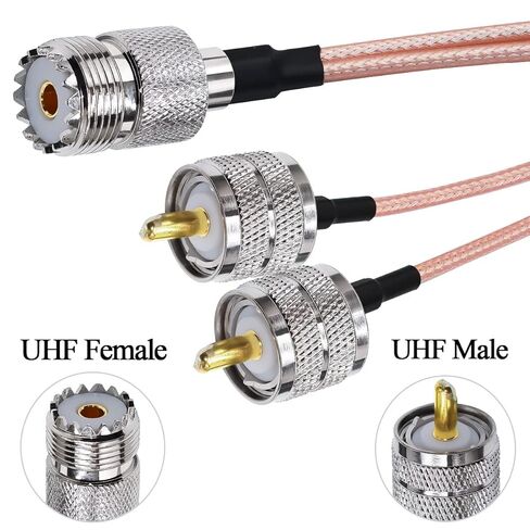 TUOLNK UHF Splitter PL259 SO239 أنثى إلى مزدوج SO239 ذكر Y نوع تمديد 8 بوصة (20 سم) RG316 V على شكل مجمع ضفيرة RF كابل محوري لحمل هوائي الراديو HAM CB in Saudi Arabia