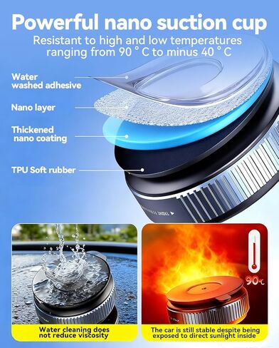 Magnetic Car Phone Holder Vacuum Adsorption Suitable for iPhone and Android Phones 360° Adjustable Suction Cup Bracket for Automobiles[98+LBS Strongest Suction & 2800gf Magnetic] in Saudi Arabia