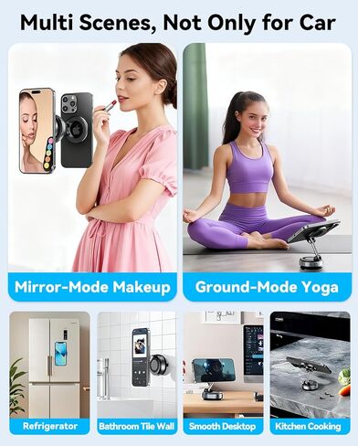 Magnetic Car Phone Holder Vacuum Adsorption Suitable for iPhone and Android Phones 360° Adjustable Suction Cup Bracket for Automobiles[98+LBS Strongest Suction & 2800gf Magnetic] in Saudi Arabia