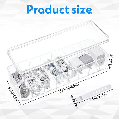 4 Pcs Cord Storage Organizer Clear Plastic Cable Storage Box with 40 Silicone Wire Ties, Cord Organizer Box with Lid for Home Office Desk Organization, Jewelry and Accessories in Kuwait