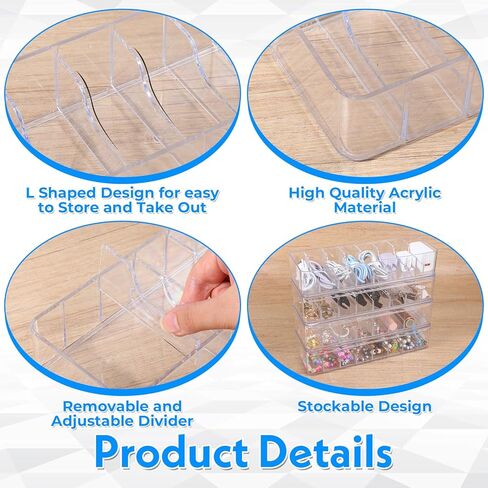 4 Pcs Cord Storage Organizer Clear Plastic Cable Storage Box with 40 Silicone Wire Ties, Cord Organizer Box with Lid for Home Office Desk Organization, Jewelry and Accessories in Kuwait