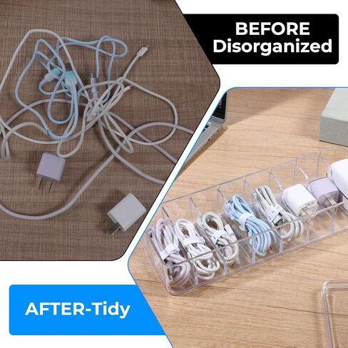 4 Pcs Cord Storage Organizer Clear Plastic Cable Storage Box with 40 Silicone Wire Ties, Cord Organizer Box with Lid for Home Office Desk Organization, Jewelry and Accessories in Kuwait