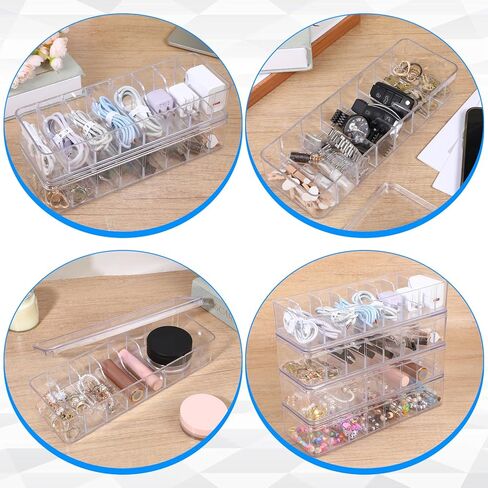 4 Pcs Cord Storage Organizer Clear Plastic Cable Storage Box with 40 Silicone Wire Ties, Cord Organizer Box with Lid for Home Office Desk Organization, Jewelry and Accessories in Kuwait