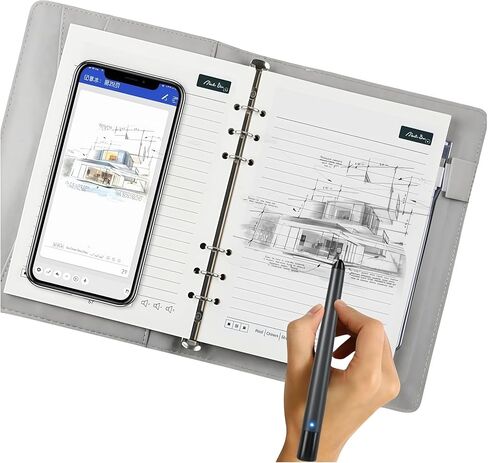 PUSOKEI Digital Smart Pen and Notebook Set, Realtime Paper to Digital Sync with OCR Text Conversion & AI Drawing, Bluetooth 5.0 for Students, Professionals, Offline Storage (Gray) in Saudi Arabia