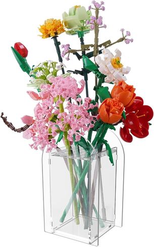 NiToy Acrylic Vase for Lego Flowers, Decorative Puzzle Assembly Display Stand for Home and Office, Creative Toy Bouquet Holder,Smooth Finish Jigsaw Design, Easy to Build (Irisident) in Saudi Arabia