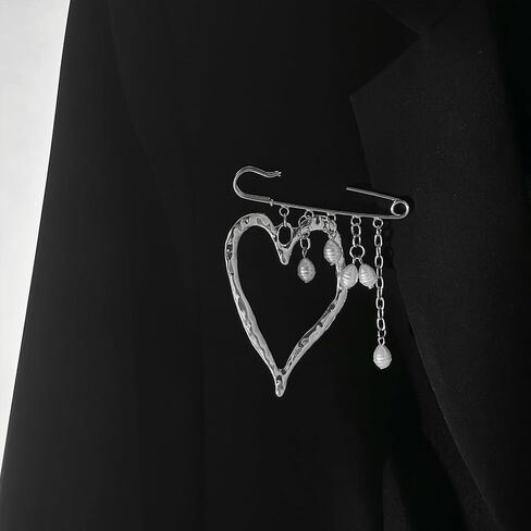 Gold Chunky Large Heart Brooch for Women,Big Geometric Heart Suit Lapel Pin,Vintage Trendy Valentine's Day Accessories in Kuwait