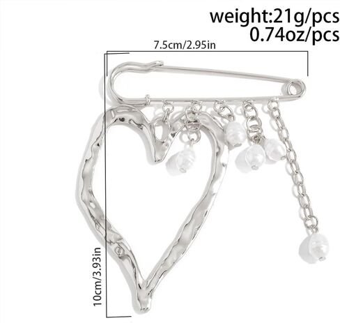 Gold Chunky Large Heart Brooch for Women,Big Geometric Heart Suit Lapel Pin,Vintage Trendy Valentine's Day Accessories in Kuwait