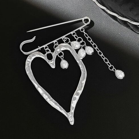 Gold Chunky Large Heart Brooch for Women,Big Geometric Heart Suit Lapel Pin,Vintage Trendy Valentine's Day Accessories in Kuwait