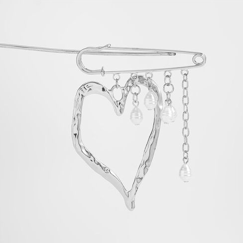 Gold Chunky Large Heart Brooch for Women,Big Geometric Heart Suit Lapel Pin,Vintage Trendy Valentine's Day Accessories in Kuwait