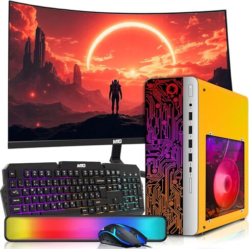 كمبيوتر مكتبي HP Lambo AMD A10-9700، ذاكرة وصول عشوائي 16 جيجابايت، 1 تيرابايت SSD، شاشة منحنية 32 بوصة، RGB KBM مع مساعد AI، WiFi، مكبر صوت RGB، Windows 11 (متجدد) in Kuwait
