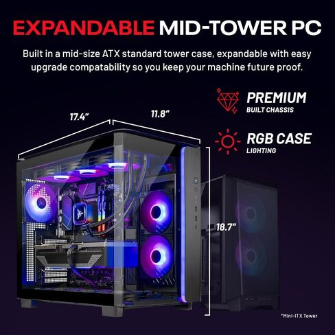 كمبيوتر الألعاب Skytech Gaming King 95، AMD Ryzen 7 7800X3D 4.2 جيجا هرتز، AMD RX 9070XT 16 جيجابايت VRAM، 1 تيرابايت Gen4 NVMe SSD، 32 جيجابايت DDR5 RAM 5600، 850 واط Gold PSU، 360 ARGB AIO، Wi-Fi، Win 11، سطح المكتب in Kuwait