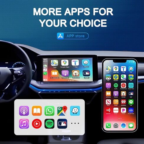 Wireless CarPlay Adapter for Apple Car Play, Small Mini Edition, Converts Factory Wired to Wireless CarPlay, Plug & Play Adapter for Apple iPhone iOS 10+ & Cars from 2015+(2026 Upgrade White) in Saudi Arabia