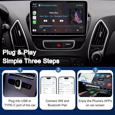 Wireless CarPlay Adapter for Apple Car Play, Small Mini Edition, Converts Factory Wired to Wireless CarPlay, Plug & Play Adapter for Apple iPhone iOS 10+ & Cars from 2015+(2026 Upgrade White) in Saudi Arabia