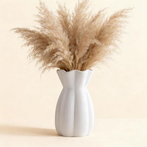 White Ceramic Vase, 7.4″ Minimalist White Flower Vase, Decorative Farmhouse Vase Decor for Living Room Kitchen Centerpieces Wedding in Saudi Arabia