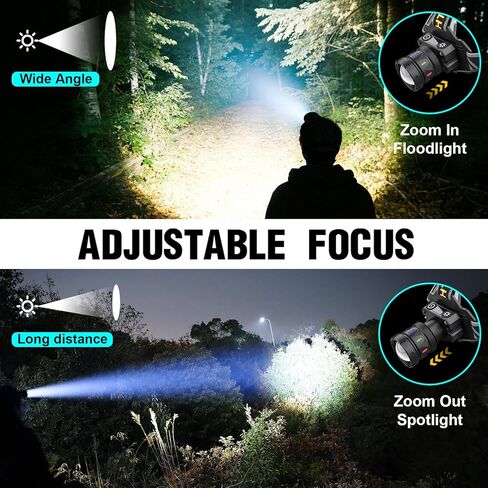 Headlamp Rechargeable 5000 High Lumen: Super Bright LED Head Lamp with Motion Sensor, 9 Modes, IPX7 Waterproof, 90°Adjustable, Zoomable Headlight for Adults Hunting Camping Hiking Running in Saudi Arabia