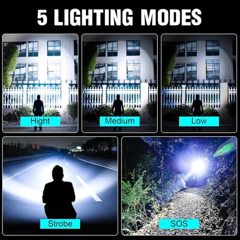 Headlamp Rechargeable 5000 High Lumen: Super Bright LED Head Lamp with Motion Sensor, 9 Modes, IPX7 Waterproof, 90°Adjustable, Zoomable Headlight for Adults Hunting Camping Hiking Running in Saudi Arabia