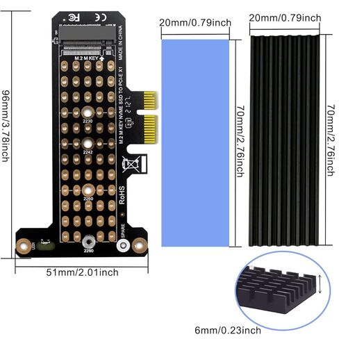 M.2 NVME SSD to PCIe 4.0 Adapter, NVME SSD to PCIe X1 Conversion Adapter with SSD Heatsink Phillips Screwdriver, for 2280/2260/2242/2230/22110 SSD of The M.2 NVME in Saudi Arabia