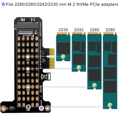 M.2 NVME SSD to PCIe 4.0 Adapter, NVME SSD to PCIe X1 Conversion Adapter with SSD Heatsink Phillips Screwdriver, for 2280/2260/2242/2230/22110 SSD of The M.2 NVME in Saudi Arabia