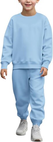 Haloumoning Boys Tracksuits 2 قطعة مجموعة الأطفال من النوع الثقيل و Sweatshirts الركض مع جيوب 5-14 سنة in Saudi Arabia