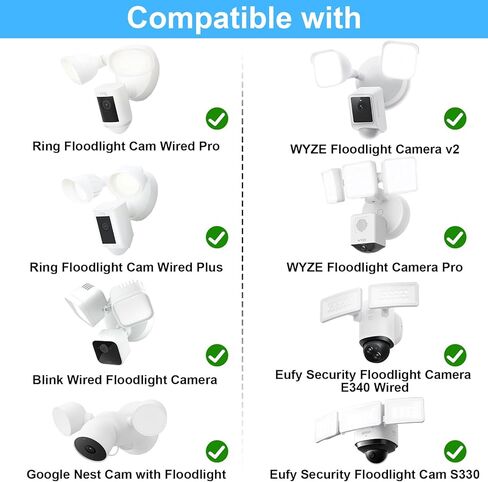 Eave Mount for Ring Floodlight Cam Wired Plus/Pro، Ring Smart Lighting Floodlight، كاميرات Floodlight السلكية Blink، كاميرا Wyze Floodlight V2/Pro وRoku Flood Light Cam، سهلة التركيب in Kuwait