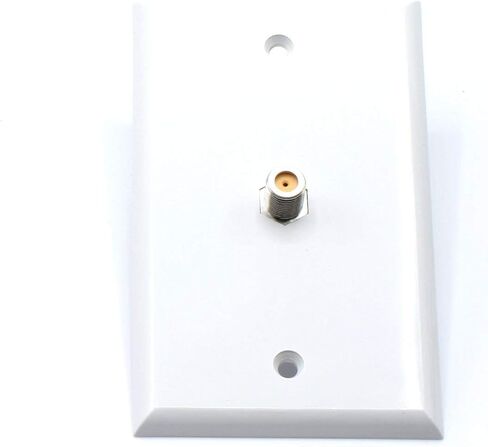 THE CIMPLE CO Video Wall Jack for Coax Cable F Type Coaxial Wallplate (Wall Plate) - 3 GHz Coupler for Satellite, Cable TV, Internet, Off-Air Antenna Systems - White (100 Pack) in Saudi Arabia