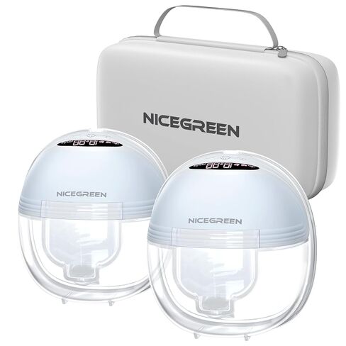 مضخة ثدي يمكن ارتداؤها S21، مضخة ثدي بدون استخدام اليدين مع حقيبة حمل، مضخة رضاعة طبيعية كهربائية محمولة يمكن ارتداؤها مع 3 أوضاع و12 مستوى، 24 ملم، عبوتان باللون الأزرق in Kuwait