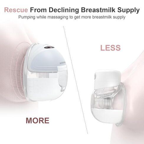 مضخة ثدي يمكن ارتداؤها S21، مضخة ثدي بدون استخدام اليدين مع حقيبة حمل، مضخة رضاعة طبيعية كهربائية محمولة يمكن ارتداؤها مع 3 أوضاع و12 مستوى، 24 ملم، عبوتان باللون الأزرق in Kuwait