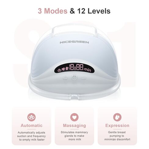 مضخة ثدي يمكن ارتداؤها S21، مضخة ثدي بدون استخدام اليدين مع حقيبة حمل، مضخة رضاعة طبيعية كهربائية محمولة يمكن ارتداؤها مع 3 أوضاع و12 مستوى، 24 ملم، عبوتان باللون الأزرق in Kuwait