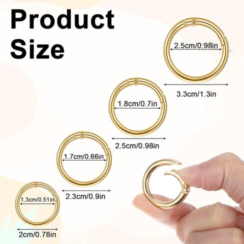 16Pcs Spring O Ring Clip Keychain, Stainless Steel Round Carabiner Snap Hook Keychain Multi-Size Mini Carabiner for Bag Strap Jewelry Making Dog Leash Craft in Saudi Arabia